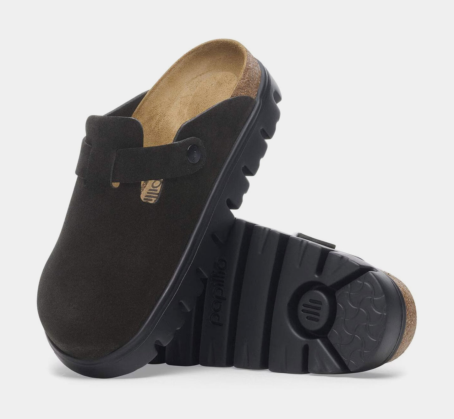 Boston Chuncky Suede Leather Womens Sandal (Black/Black)