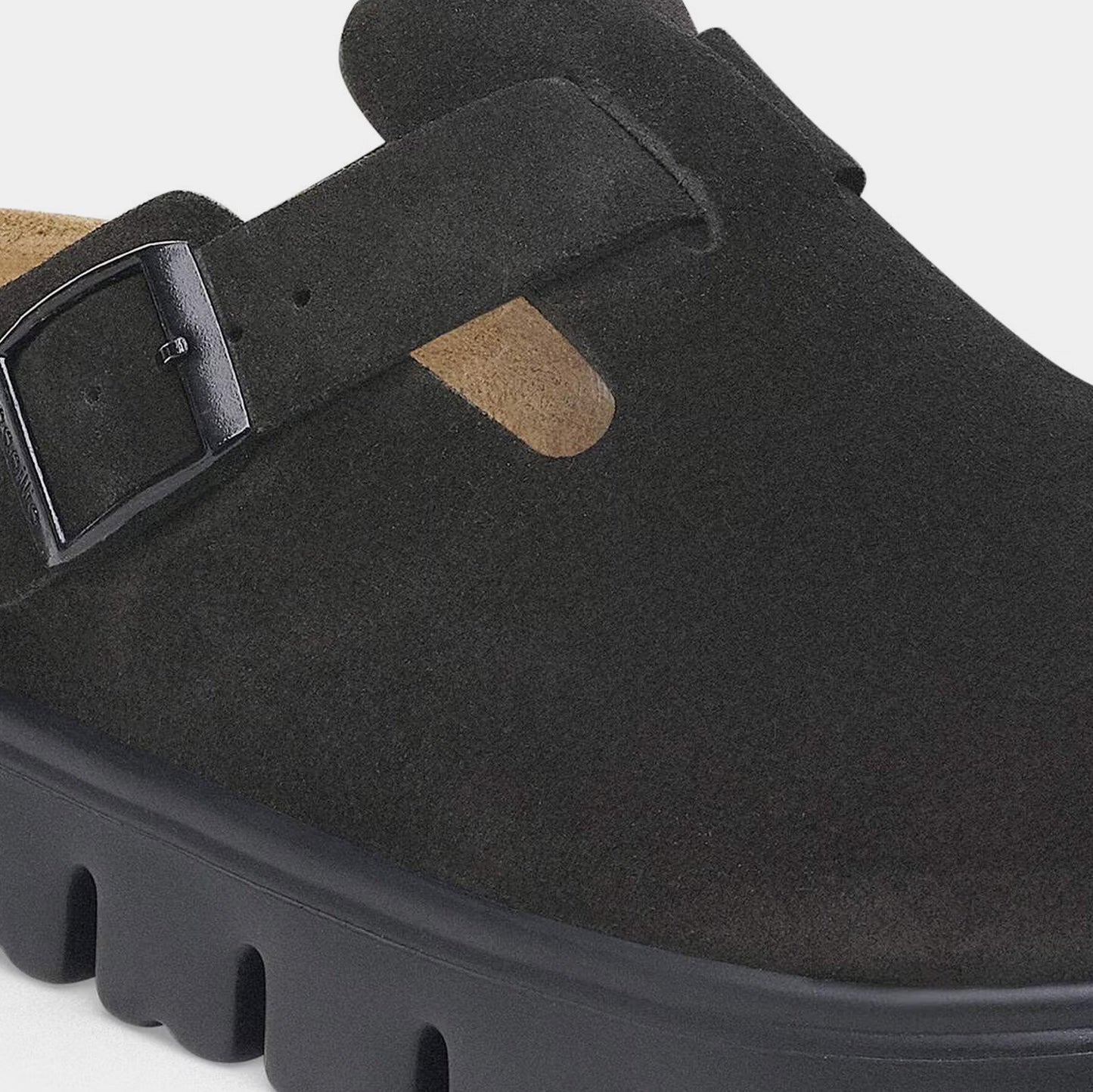 Boston Chuncky Suede Leather Womens Sandal (Black/Black)