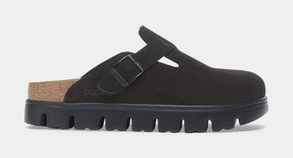 Boston Chuncky Suede Leather Womens Sandal (Black/Black)