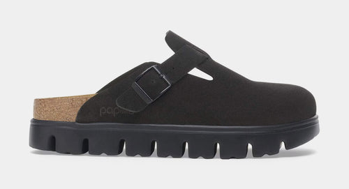 Boston Chuncky Suede Leather Womens Sandal (Black/Black)