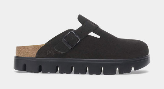 Boston Chuncky Suede Leather Womens Sandal (Black/Black)