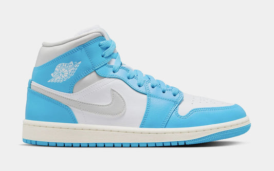 Air Jordan 1 Mid Dark Blue Womens Basketball Shoes (Dark Powder/Summit Grey/White)